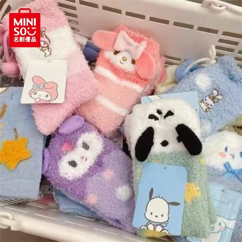 

Носки MINISO Sanrio, теплые зимние Бархатные Носки для сна, общежития