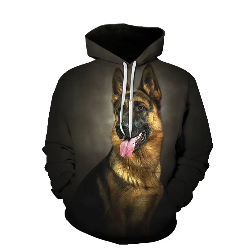 

German Shepherd Dog Hoodies Mens Fashion Casual Winter Hoodie 3D Full Print Cute Dog Brand Design Womens Sweatshirts Hoody Tops