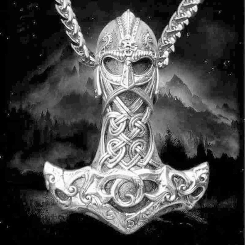 

New Retro Celtic Viking Warrior Pendant Necklace for Man Fashion Sliding Metal Pendant Chain On The Neck Accessories