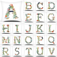 plant flowers alphabet printed cushion cover spring home seat decorative pillowcase 4545 square polyester letters pillow cover