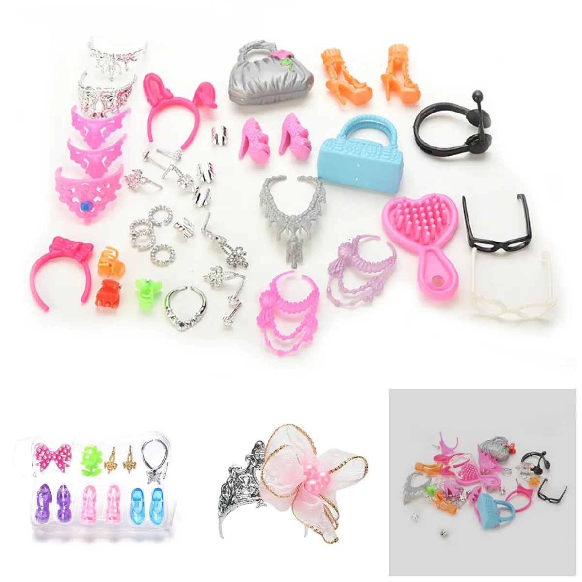 

1Set Fashion Jewelry Necklace Plastic Chain Crown Princess Empress Accessories For girl Doll Kids Dollhouse Gift Toy