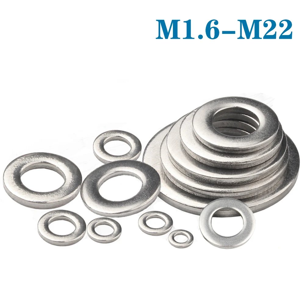 

2-100Pcs M1.6 M2 M2.5 M3 M4 M5 M6 M8-M24 Large Flat Washer 304 Stainless Steel Big Metal Gasket Meson Flat Plain Washers