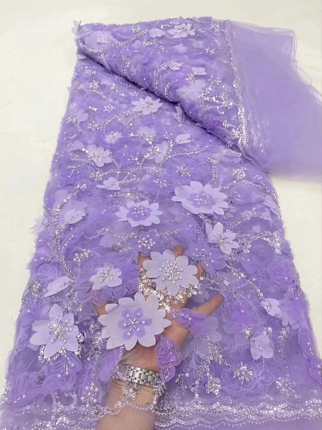 Горячая Распродажа Роскошная африканская блестящая кружевная Тюлевая ткань 2024