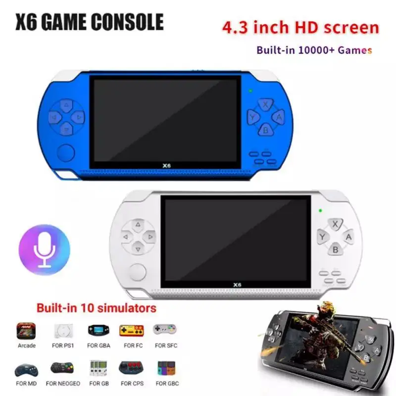 

X6 4.0 Inch Handheld Portable Game Console 8G 32G Preinstalle 10000+ Free Games Support TV Out Video Game Machine Boy Player