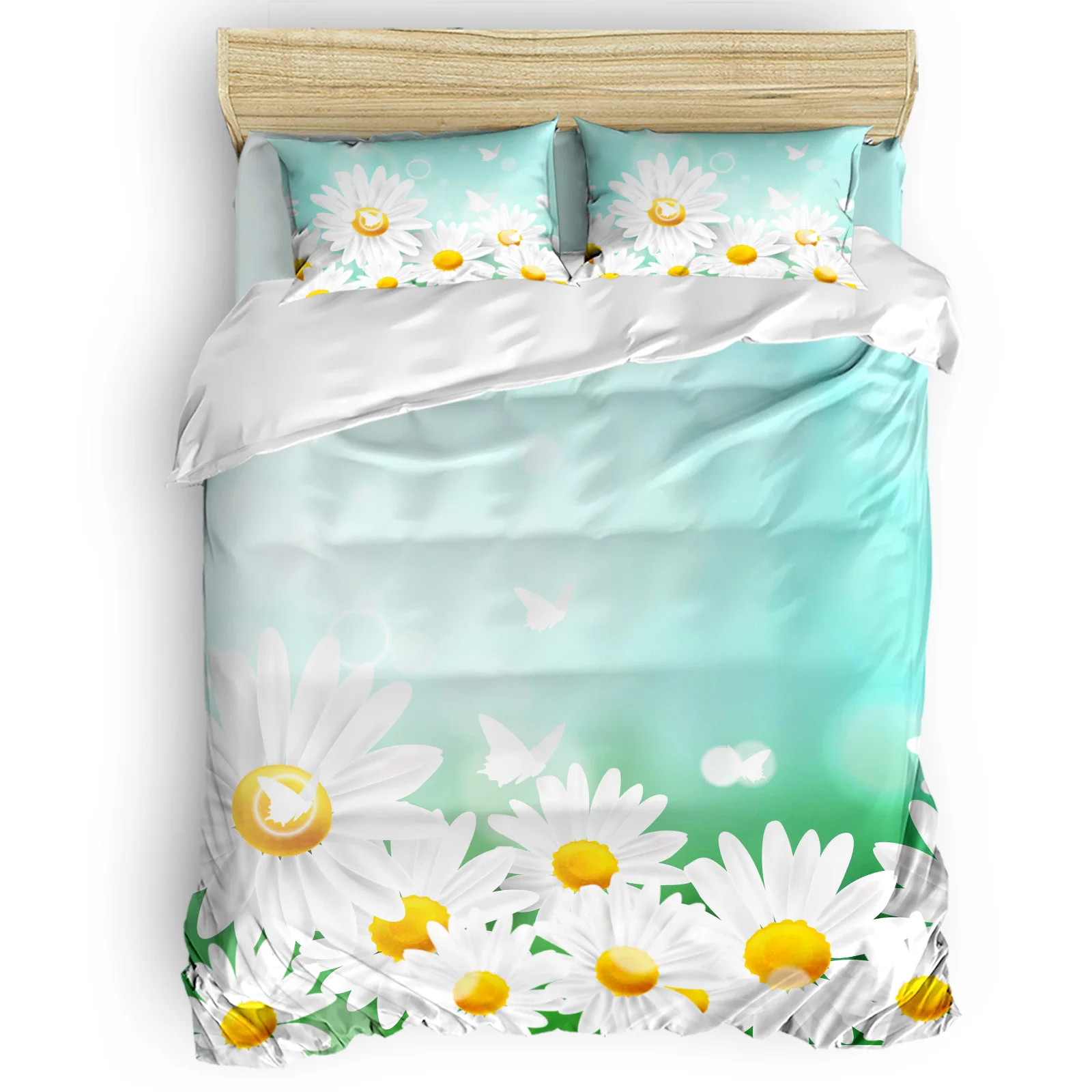 

Flower Butterfly Daisy Bubble Sunshine White Comfortable Household Goods Bedroom Bed Luxury Duvet Cover 2/3/4 Pieces