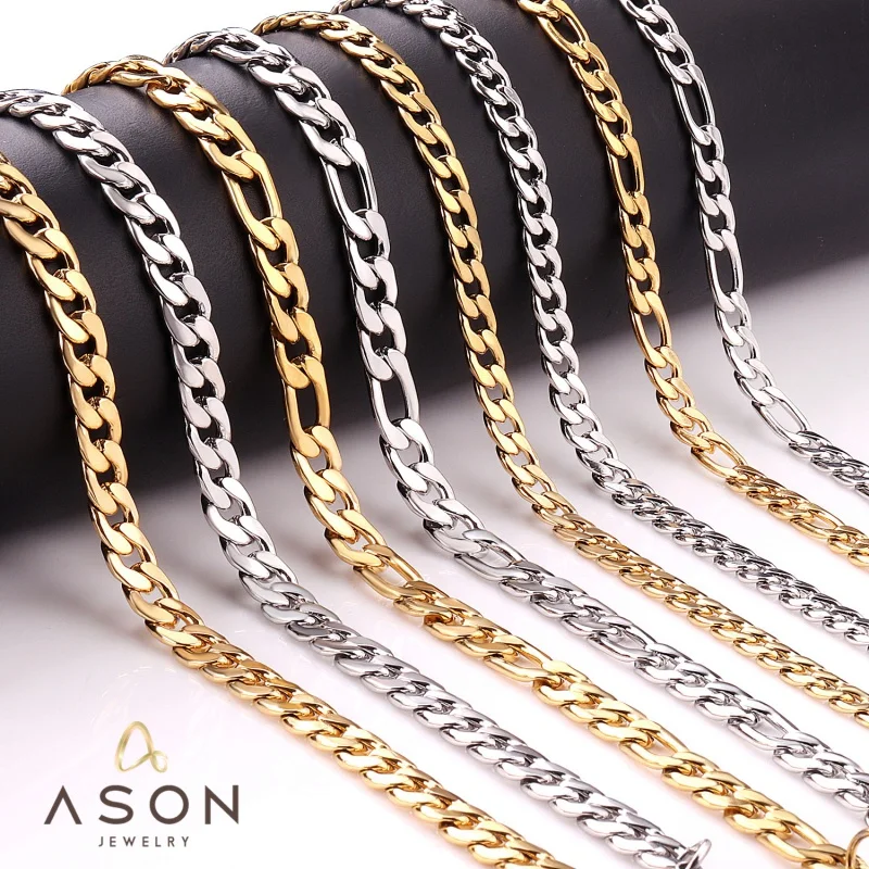 

ASONSTEEL Fashion Long Rope Cuba Link Chains Necklace Gold Color Stainless Steel For Women Men Width 5mm 7mm Choker Jewelry Boho
