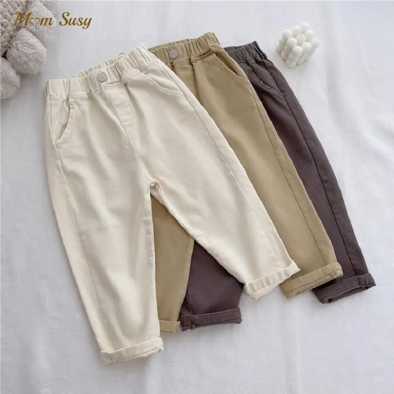 Модные повседневные штаны для маленьких мальчиков и девочек хлопковые на