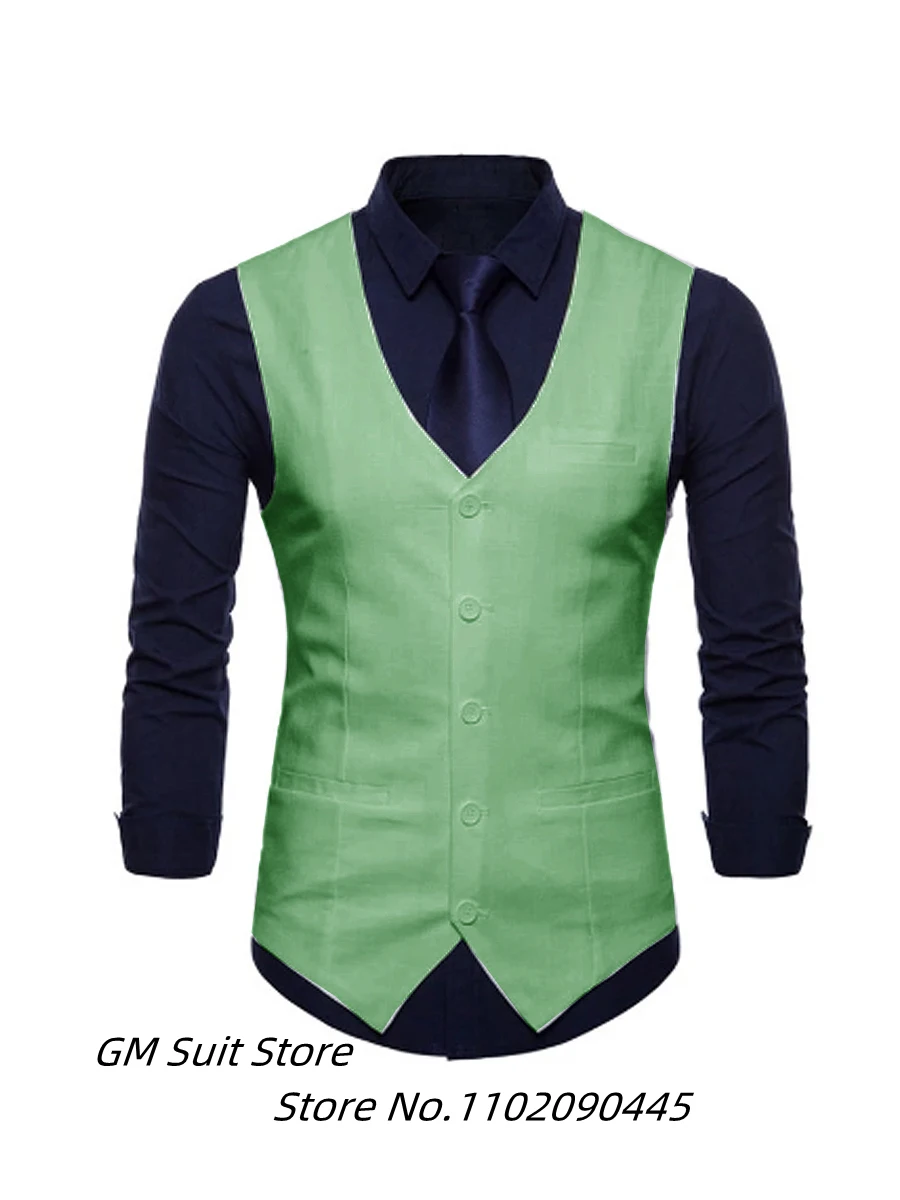 

Men's Vest Casual Business Suit Slim Fit Single Breasted Sleeveless Suit Tuxedo Waistcoat For Male Marriage Wedding Party
