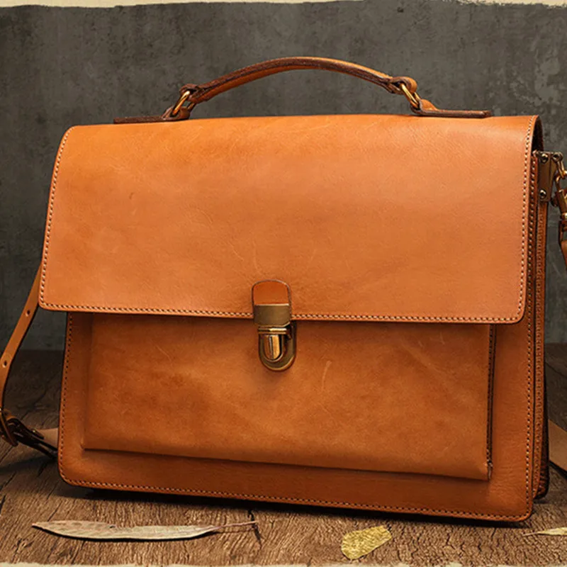 

, Messenger Capacity Top Shoulder Layer Briefcase, Large Vintage Leather Cowhide Women Bag Handbags Handmade Business Versatile