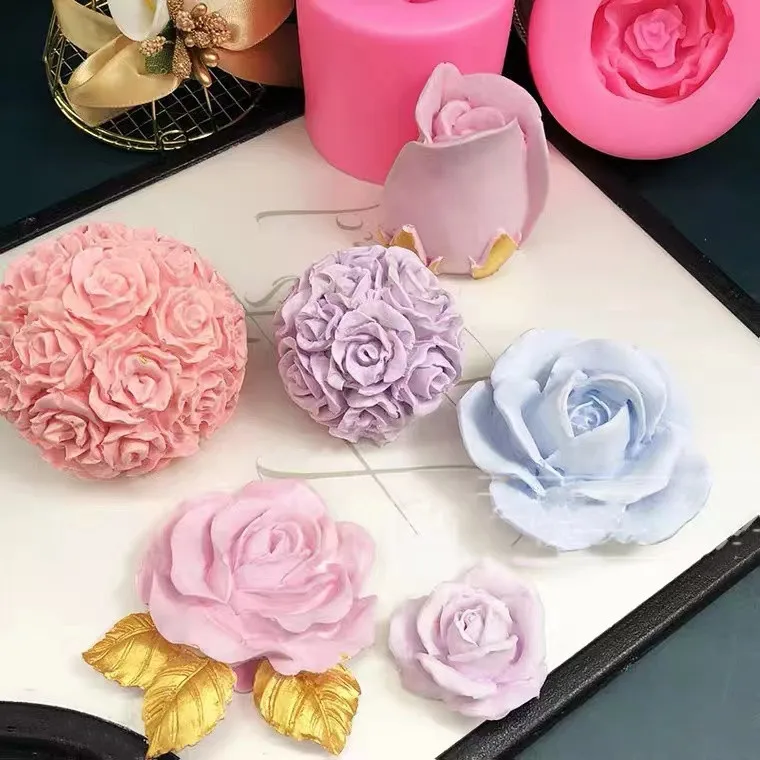 

diy Flower Rose Peony Chocolate Mousse silicone candle mold for epoxy resin Aromatherapy Gypsum cake moulds decoration handmade