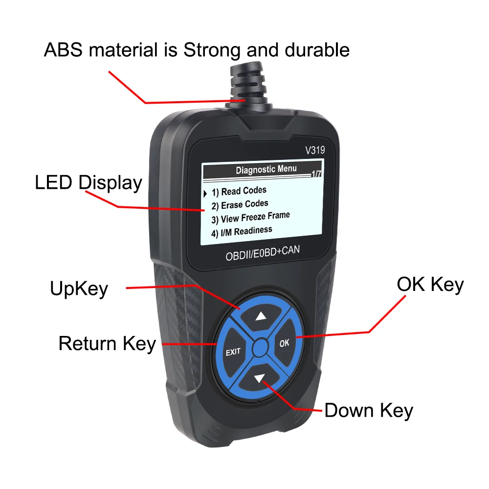 Считыватель кодов OBD2, цифровой дисплей, сканер OBD 2, универсальные автомобильные аксессуары, диагностический инструмент двигателя V319, инструменты для диагностики автомобиля (art.: 3920c9282afcc) - 3920c9282afcc