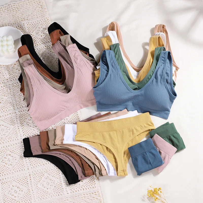 

Underwear Set Women Bra Panties Female Top and Thongs Lingeries Bralette Suit Sports Underclothes