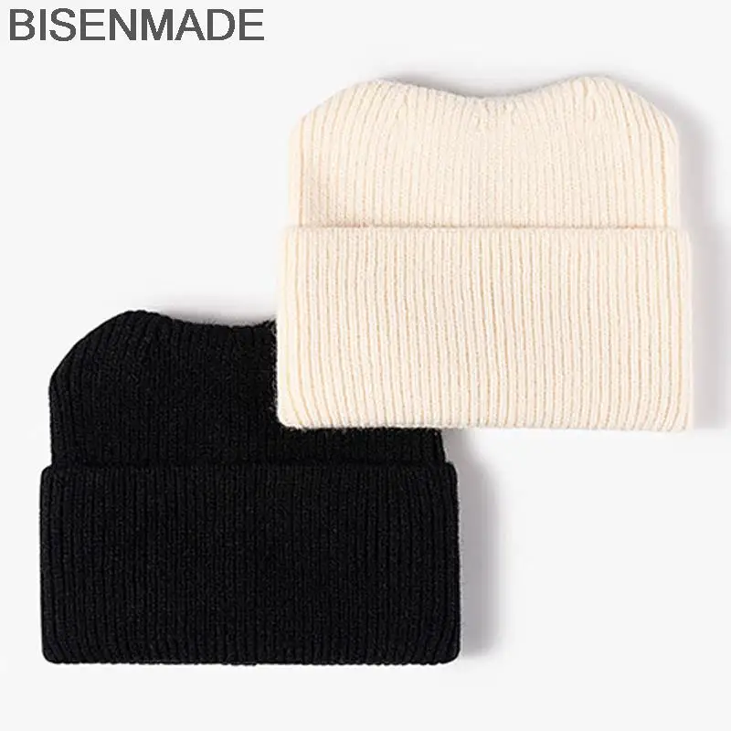 

Cashmere-Like Knitted Hat For Women Autumn Cat Ears Gilrs Skullcap Fashion Winter Outdoor Keep Warm Thick Black Beanie Cap