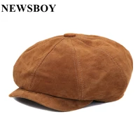 newsboy cap mens genuine leather 8 panel hat casual baker boy caps gatsby hat retro hats boina beret for male large size