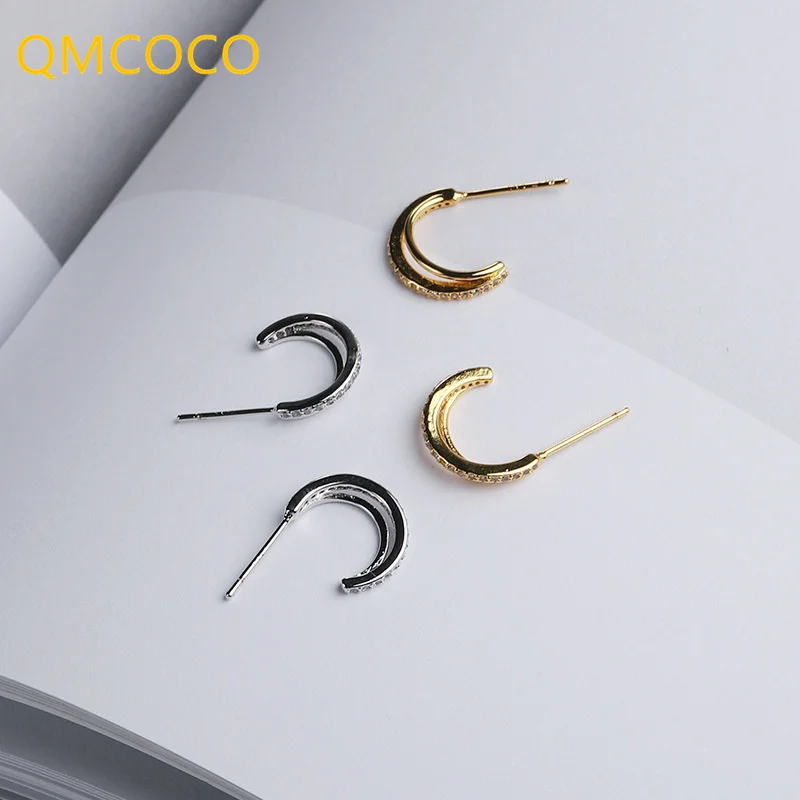 

QMCOCO Silver Color Earrings For Women Simple Trend C-Shape Earrings Korean Fashion Temperament Women Exquisite Accessories