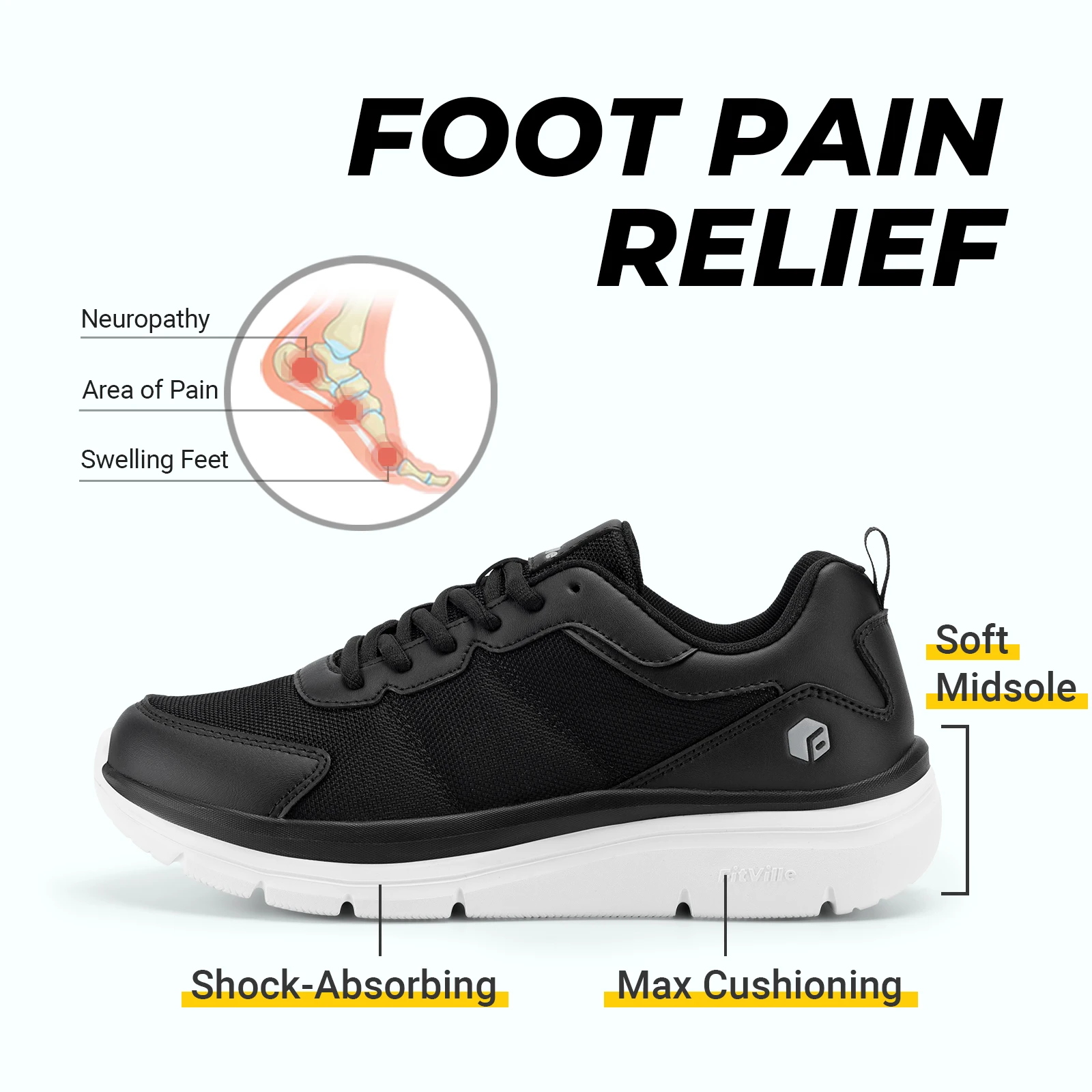 Кроссовки FitVille мужские легкие повседневная обувь для ходьбы максимальная ширина