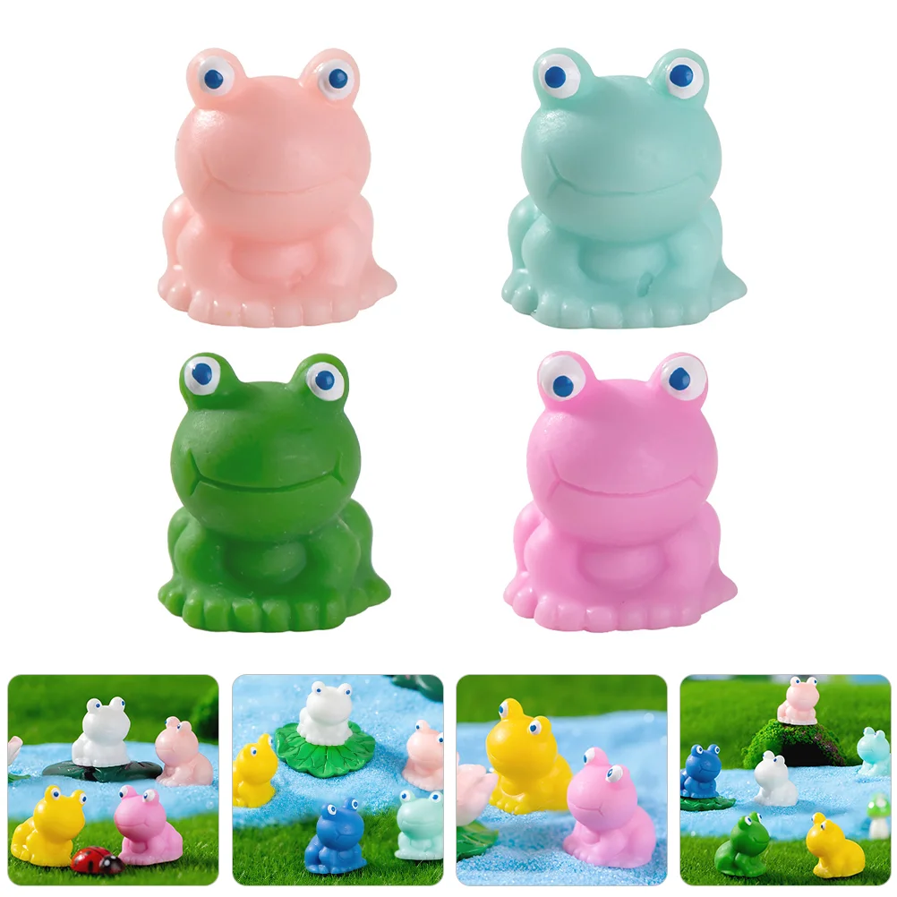 4 шт. маленькая скульптура лягушки солнечный декор прекрасная мини-фигурка микро