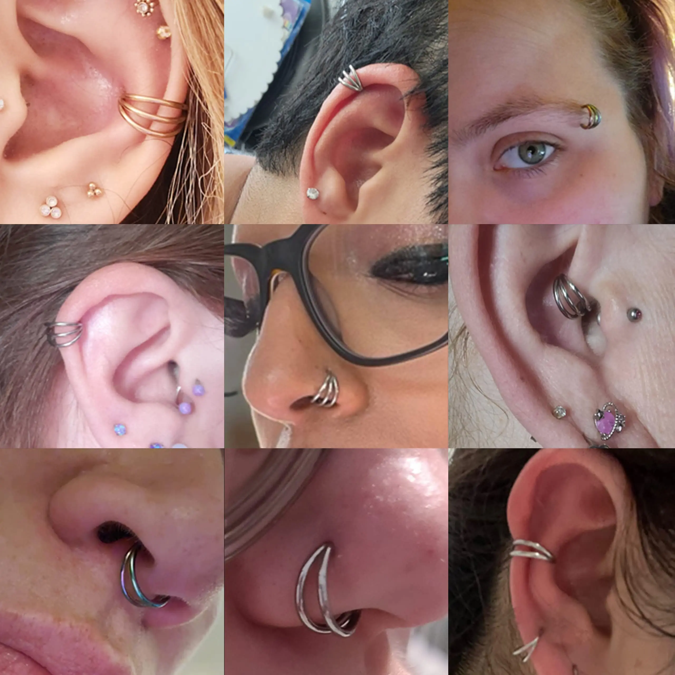 G23 Surgical Steel Segment Tragus Helix Cartilage Earring Nose Ring Septum Clicker Conch Three Layers Nostril Piercing Jewelry