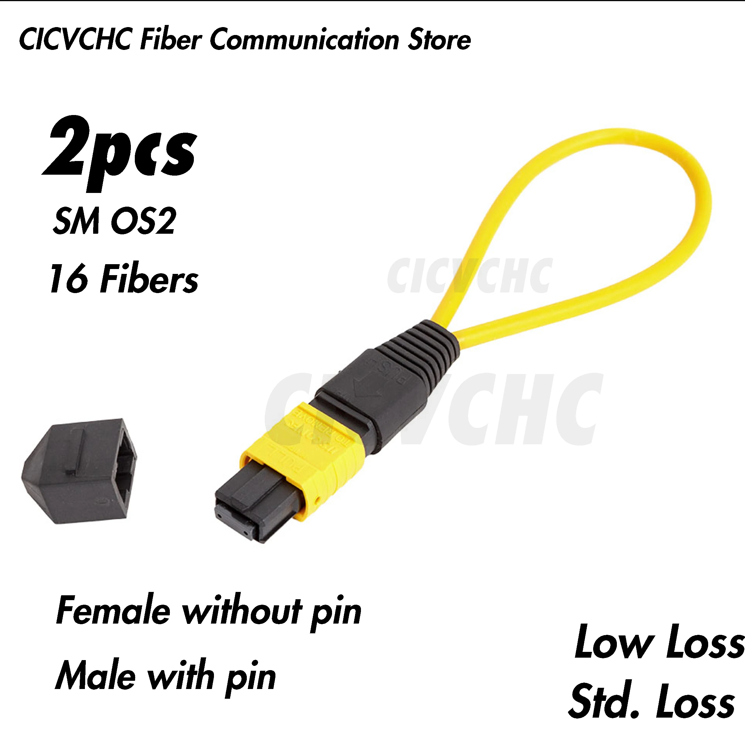 2pcs 16 Fibers MPO/APC Loopback Single mode OS2 with Elite or Standard Loss Pull Type