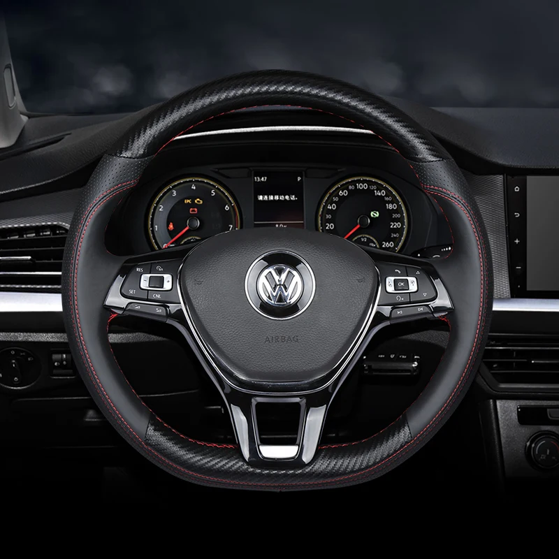 

DIY Hand-Stitch Leather Suede Car Steering Wheel Cover for Volkswagen Lavida Sagitar Polo Bora Tiguan L Magotan CC Tayron