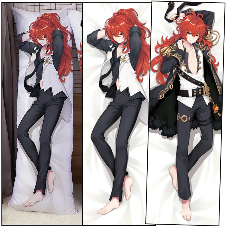 Наволочка Genshin Impact Dakimakura Diluc Ragnvindr с рисунком аниме обнимающая подушка для тела