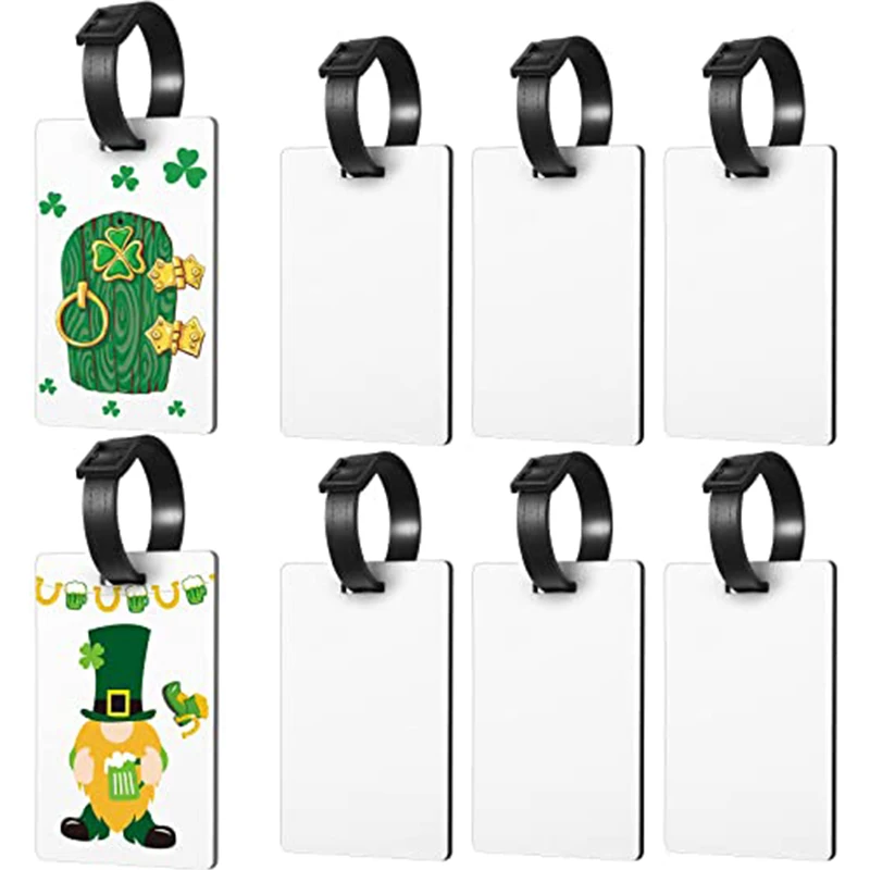 

Sublimation Blank MDF Double Sided Luggage Tag with Slot Rectangle Suitcase Label Tag Travel Gifts For Father's Day 2022