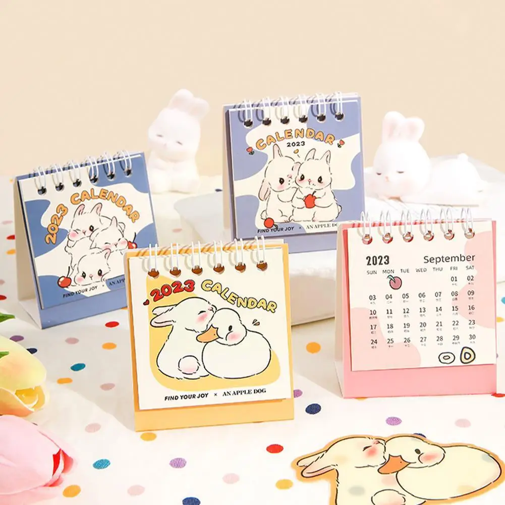 

2023 Mini Desk Calendar Cute Rabbit Cartoon Calendar Calendar New Kawaii Year Desktop Stationery Small Simple School Decora M6a6
