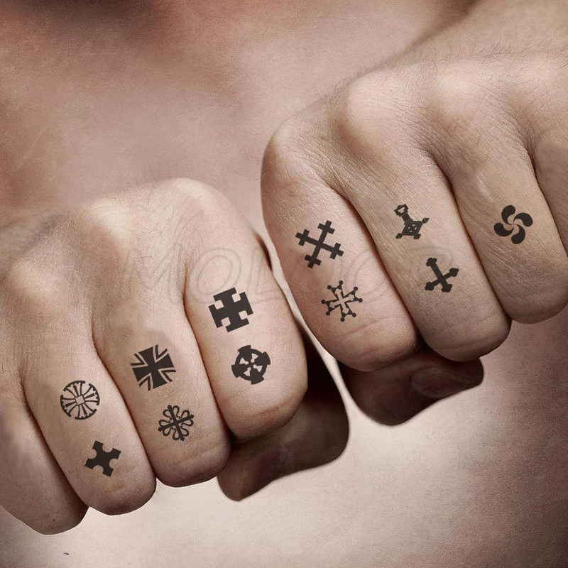 

Water Transfer Tattoo Cross Geometric Shapes Tattoo Body Art Waterproof Temporary Fake Flash Tattoo for Man Woman Kid 10.5*6cm