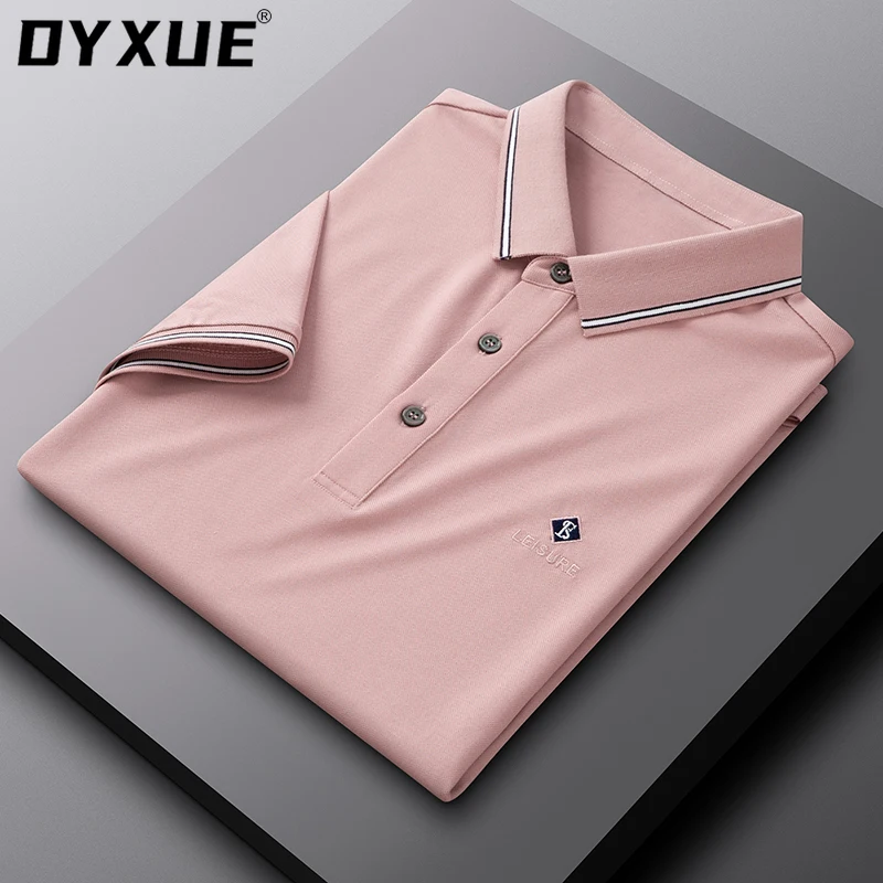 

DYXUE Designer Top Grade Men Clothing Luxury Embroidery Tops Polo Tshirts Short Sleeve Business Korean Fashion Logo Slim Fit New