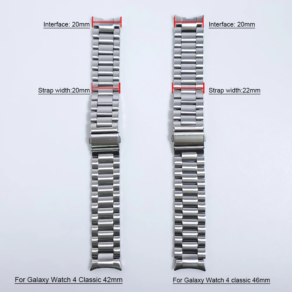 No Gap Metal Band For Samsung Galaxy Watch 4 Classic 46mm 42mm / 44mm 40mm Replacement Strap Curved end Stainless Steel Bracelet