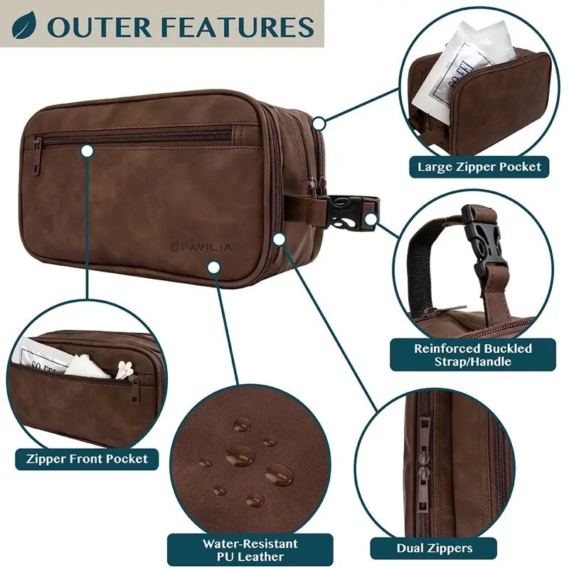 Toiletry Bag for Men, Travel Toiletries Bag | Water-resistant Dopp Kit, PU  Shaving Bag Organizer for Toiletry Accessories, Cosm