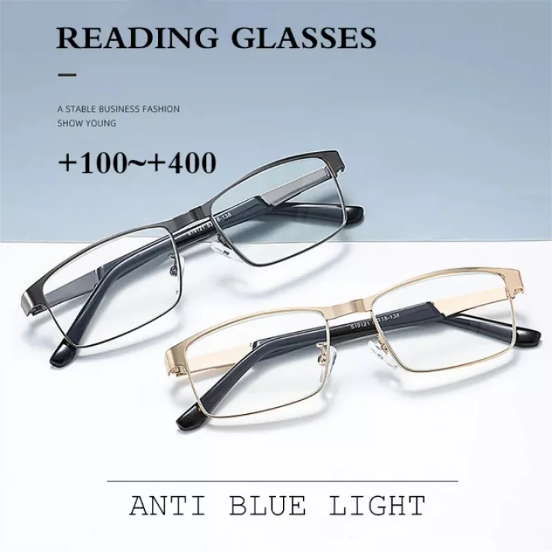 Очки для чтения мужские деловые металлическая полноразмерная оправа
