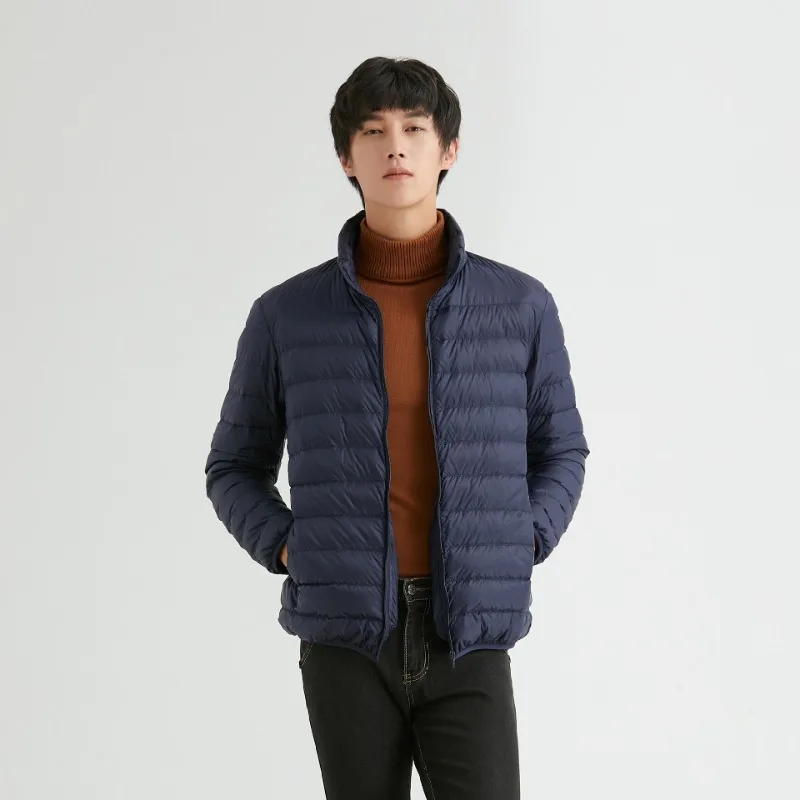 Мужская Зимняя Куртка Легкий Пуховик Повседневная Одежда С Воротником-стойкой