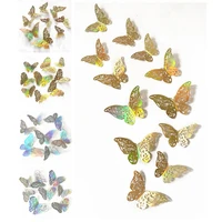 12pcsset 3d butterfly stickers colorful silver gold hollow butterflies wall decals home decor party wedding supplies diy gift