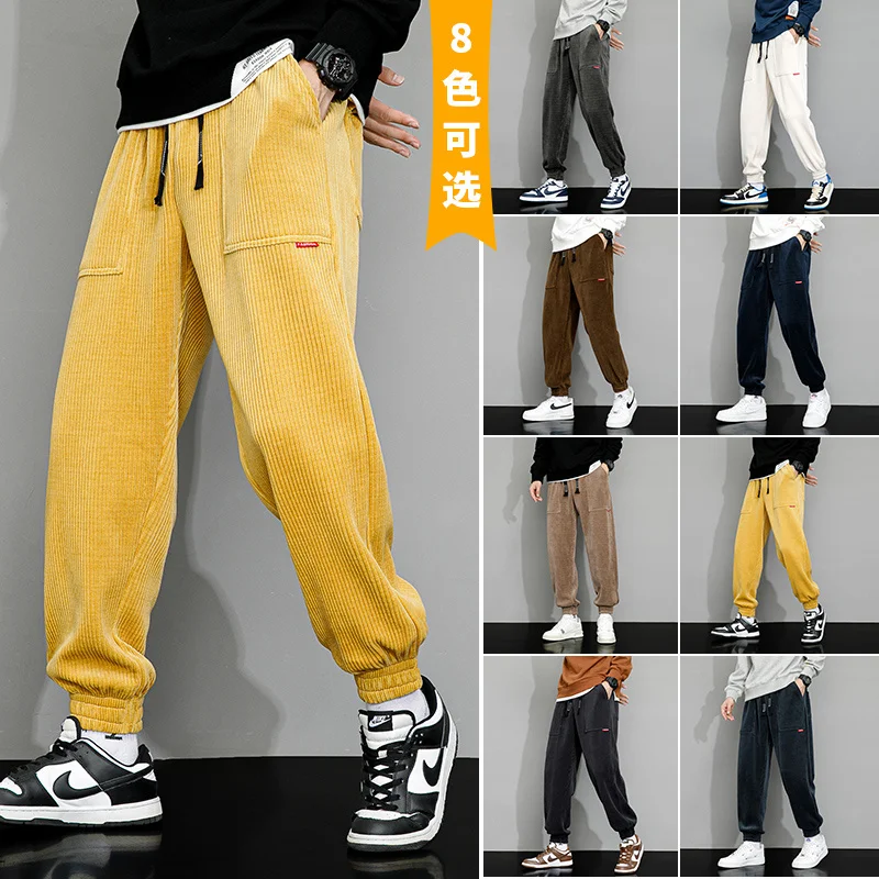 

8xl Cotton Corduroy Pants Winter Men Casual Panties Husband Plus Big Size Brushed Trouser Male Clothing 5XL 6XL 7XL Z497