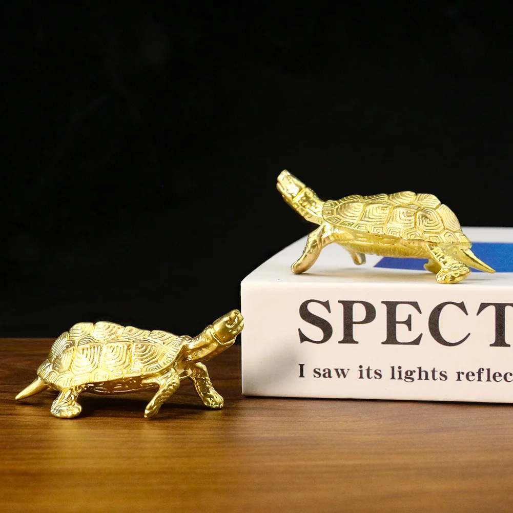 

Muy Bien Vintage Brass Turtle Longevity Animal Statue Lucky Feng Shui Ornament Home Office Desktop Decorations Gift