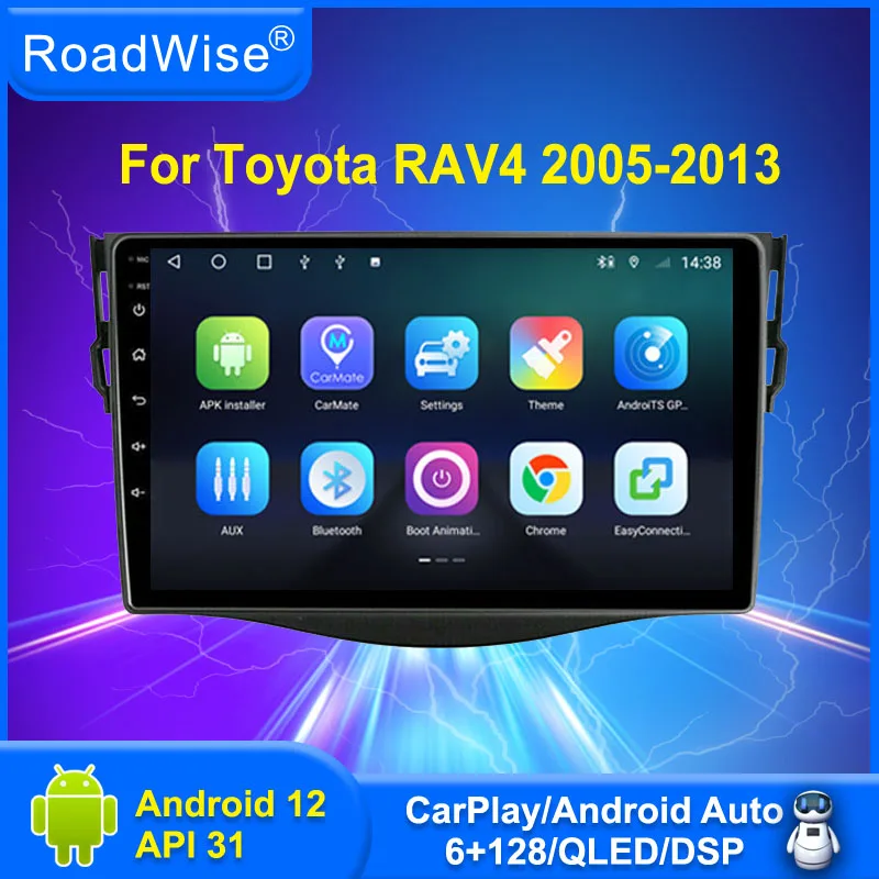 

Roadwise 8+256 Android 12 Car Radio For Toyota RAV4 2005 - 2013 Multimedia Carplay 4G Wifi GPS DVD 2DIN DSP IPS Autoradio Stereo