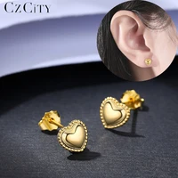 czcity simple earrings for women gold stud 925 silver luxury trend new punk wedding piercing earring unusual girls jewelry gift