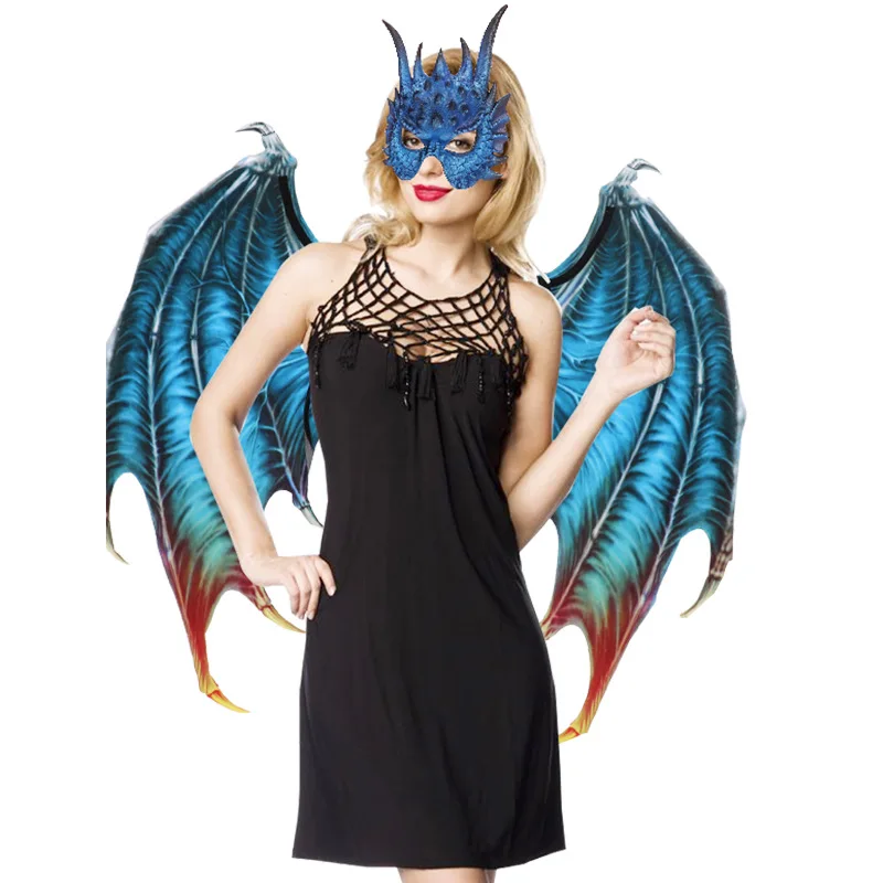 

Dragon Costume Woman Men Halloween Cosplay Owl Anime Evil Wings Mask Party Carnival Festival Rave Outfit Stage Performance Adult