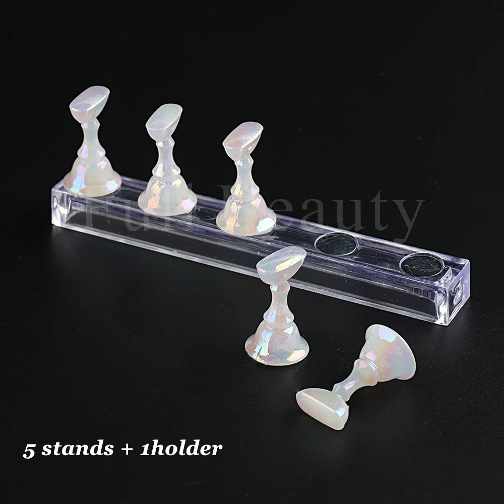 5pcs Crystal Display Stand Aurora Effect Magnetic Holder For False Nails Tips Gel Polish Showing Shelves Accesories NTJG-A - купить по