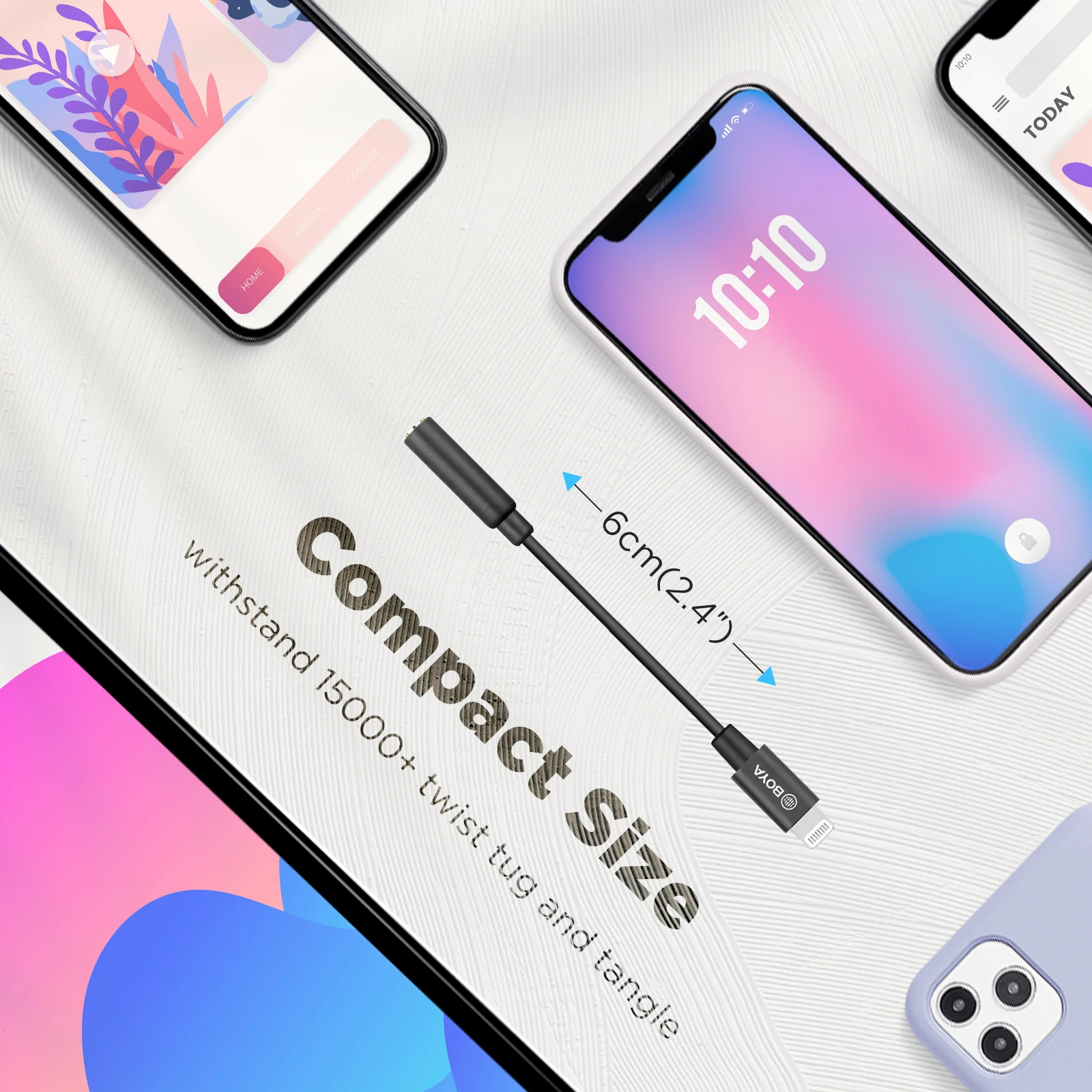 BOYA BY-K1-K9 Professional Extension Microphone Audio Adapter Cable for Wireless Microphone iPhone Xiaomi DJI OSMO™ ACTION DSLR