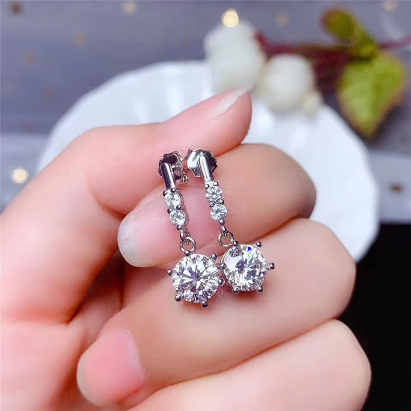 

Ne'w Delicate Round CZ Pendant Dangle Earrings for Bridal Wedding Silver Color Novel Design Modern Women's Earrings Jewelry