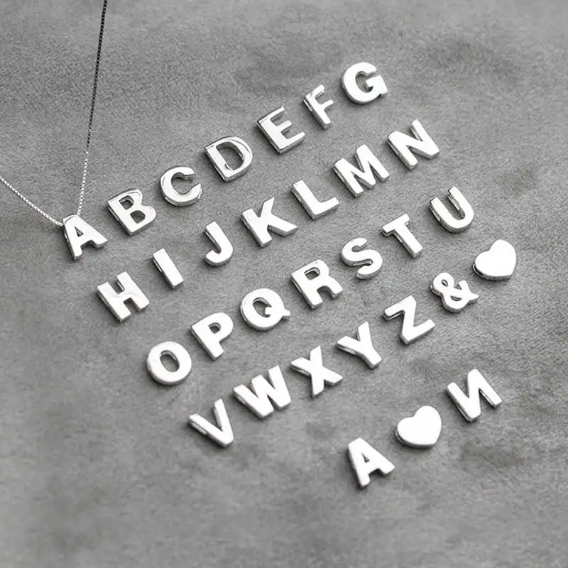 Реальные 925 стерлингового серебра 26 колье с подвеской в виде буквы для модные