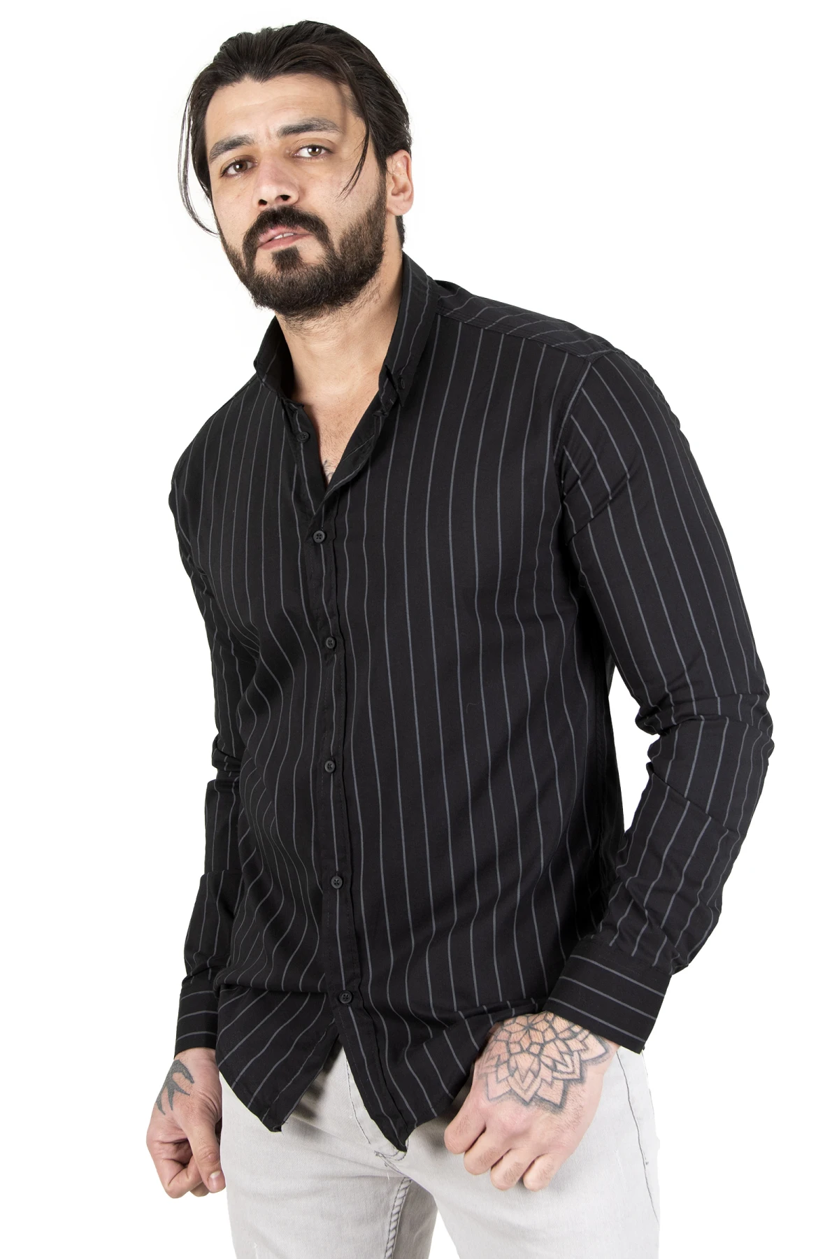 DeepSEA men's striped patterned long sleeve lycra shirt 2101847