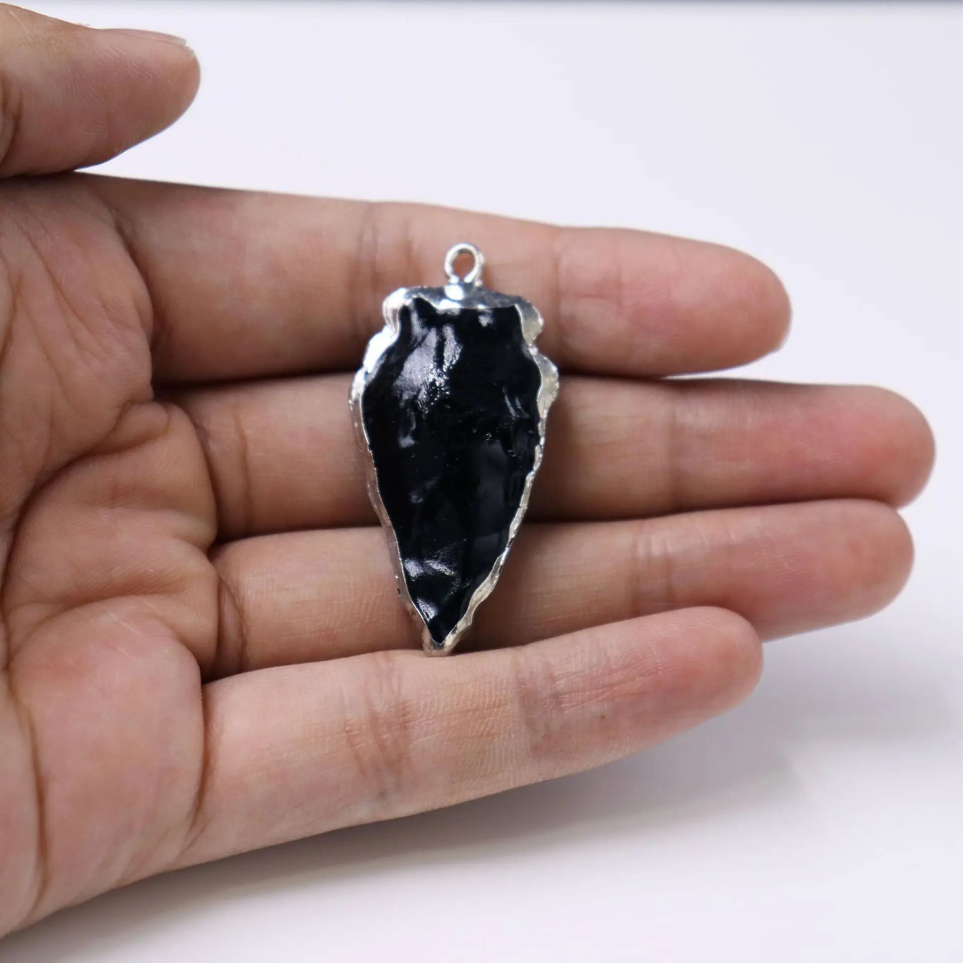 Черные обсидиановые подвески в стиле панк 1 шт. очаровательные мужские ювелирные