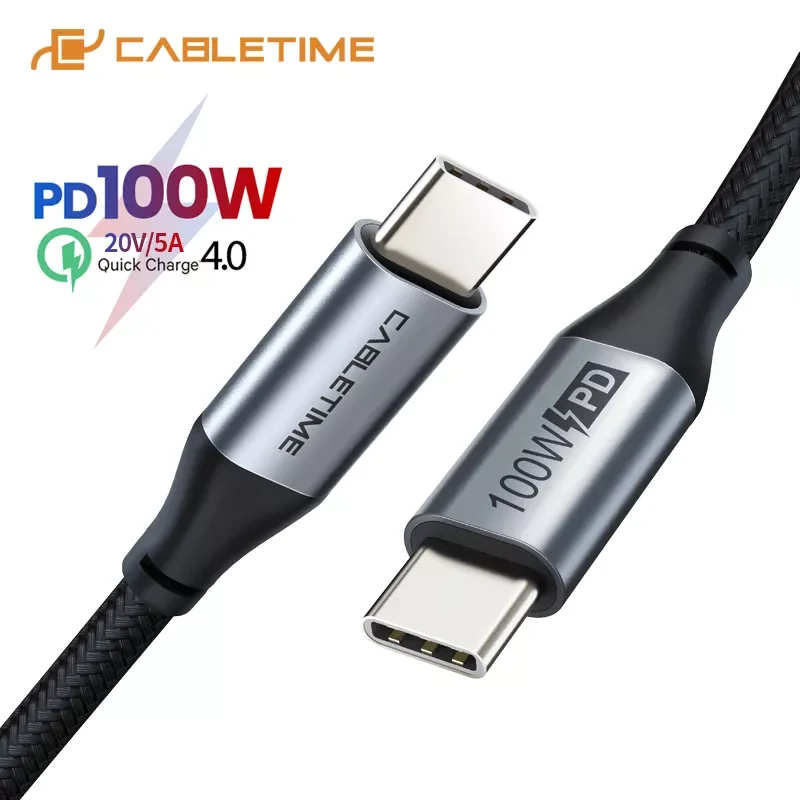 

CABLETIME PD 100W USB C to Type-C Super charge Cable for Huawei Mate 30 pro QC 4.0 PD cable for Matebook X Macbook Air C269