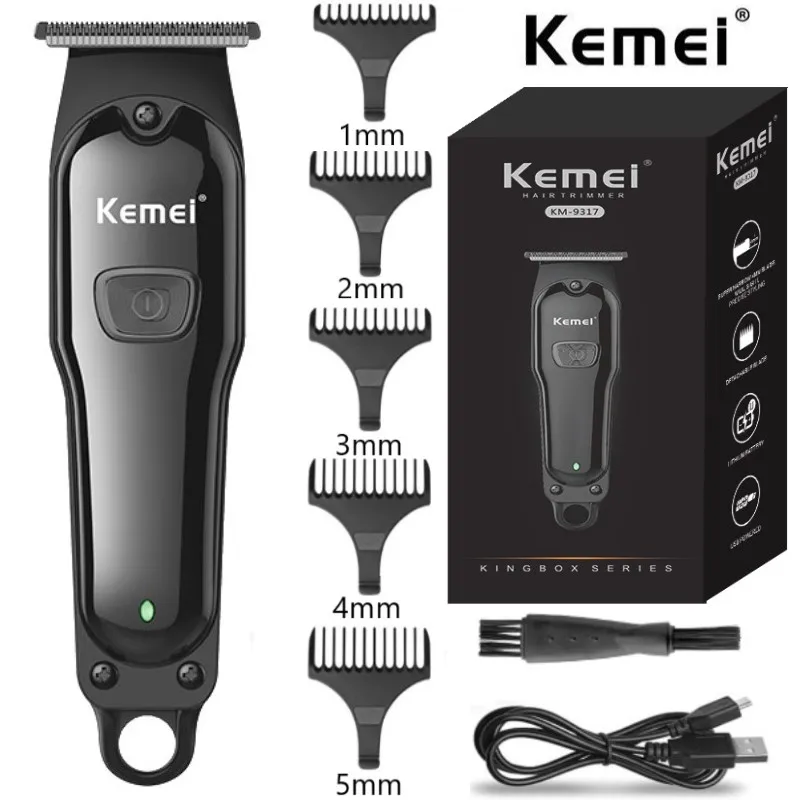 

Kemei 9317 Electric Hair Trimmers T-shape Blade Cordless Clipper Finish Edge Hair Cutting Machine Rechargeable Barber Powerful