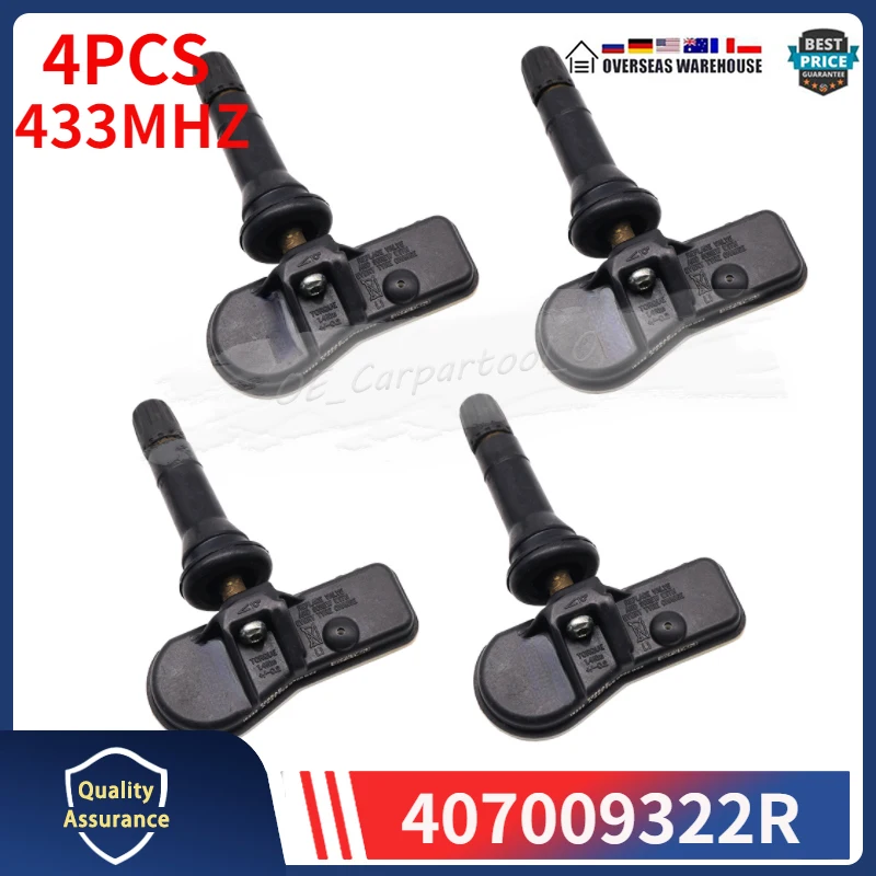 

40700-9322R 407001628R Car TPMS 433MHZ For Dacia Fiat Mercedes-Benz Nissan Smart Opel Renault Tire Pressure Monitoring System