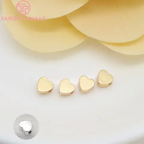 20 шт., латунные бусины-разделители в форме сердца с покрытием 24-каратным золотом, 5 мм (2824)