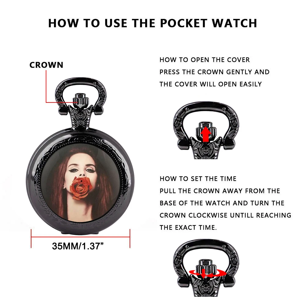 Модные кварцевые карманные часы Лана Дель Рей для мужчин и женщин